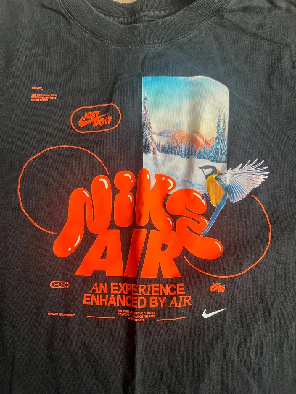 Nike Black Short-Sleeve Tee with Orange 'Nike Air' Graphic